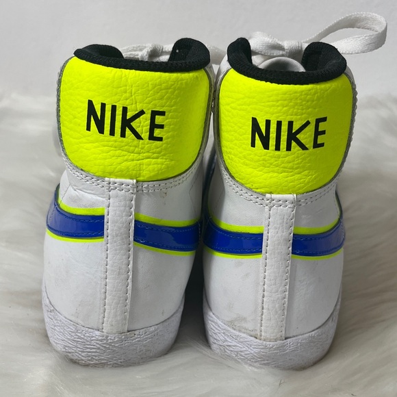Nike White High Top Basketball Sneakers with Blue and Yellow Accents - Picture 5 of 9